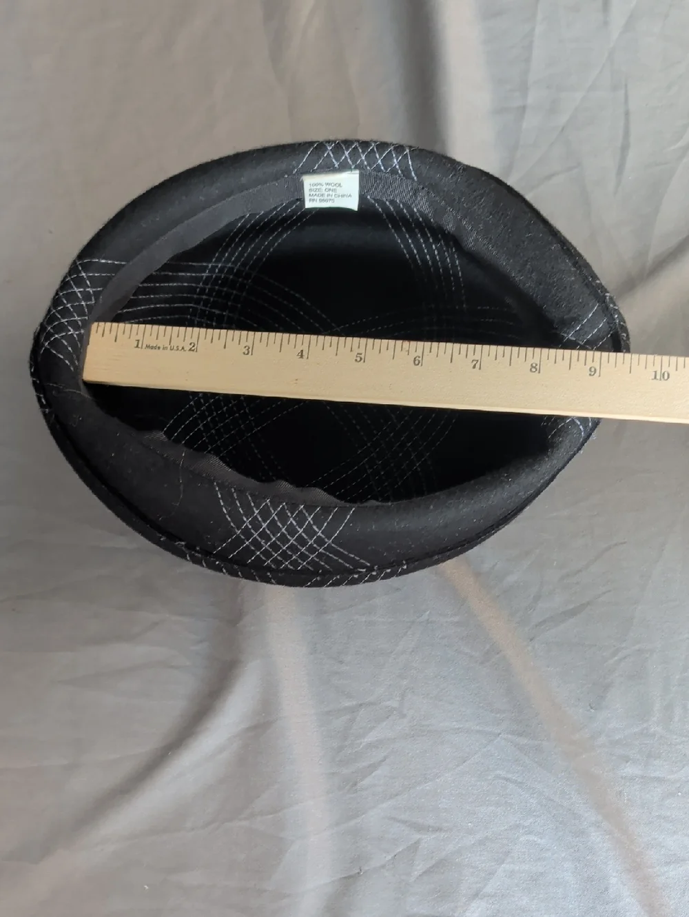 Black Wool Bowler Hat with Contrasting Stitch Detail - Picture 6 of 6